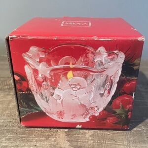 Vintage MIKASA Holiday Angel Lights 3.25\" Crystal Candle holder